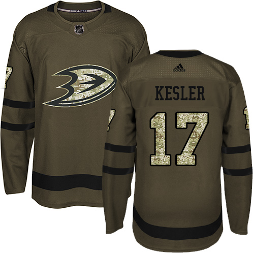Adidas Ducks #17 Ryan Kesler Green Salute to Service Youth Stitched NHL Jersey